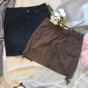 TWO skirts jean and cargo SIZE 14